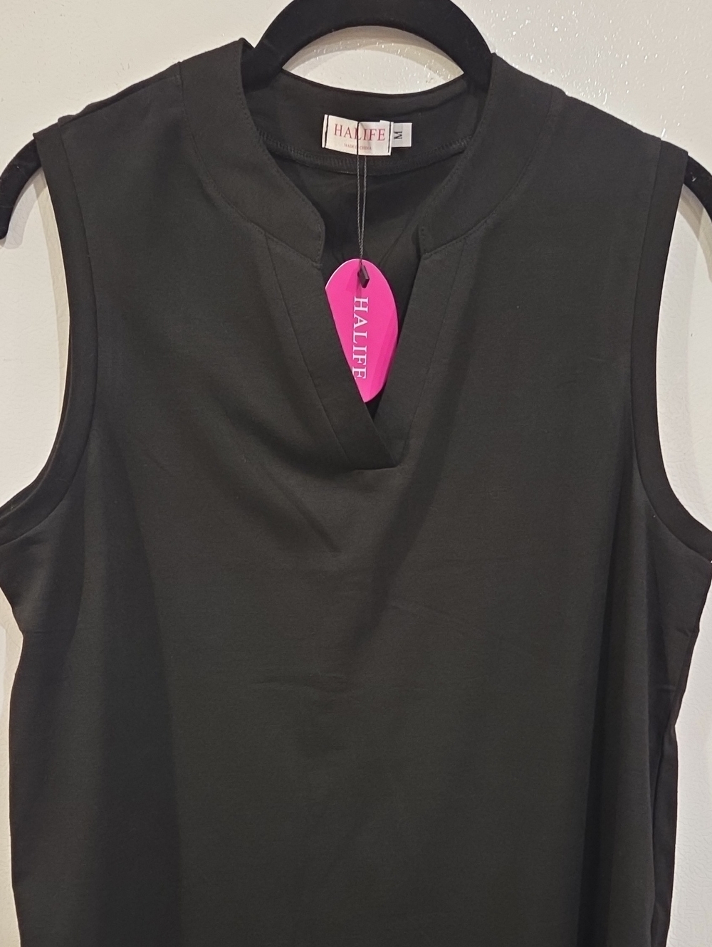 HALIFE Womens  Black Tunic Sleeveless Stretch Flowy M